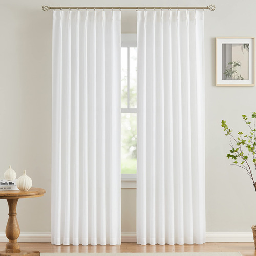 Vision Home Cortinas Semitraslucidas Plisadas Blancas Con Te