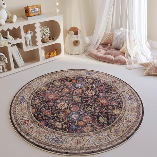 Alfombra Redonda Lavable De 4 Pies, Alfombra Circular Antide