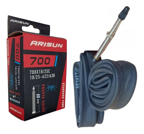 Câmara De Ar 700 X 18/25 Arisun Light Presta Bico Longo 80mm