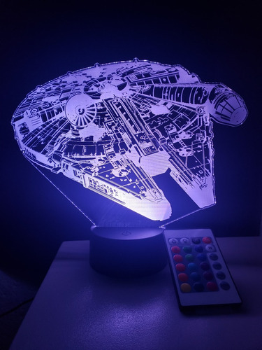 Imagen 7 de 8 de Lampara Led 3d Con Control Halcón Milenario Horizontal