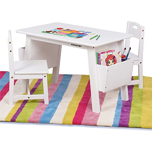 Krand Juego De Mesa De Madera Maciza Y 2 Sillas Para Niños C