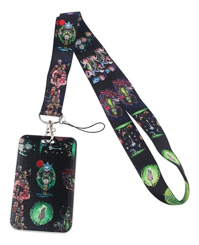 Lanyard Rick Y Morty Con Porta Credencial Impresión Digital