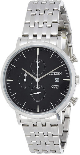 Reloj Citizen Acero Hombre An3610-55e Cronomentro Clasico Color de la malla Plateado Color del bisel Plateado Color del fondo Negro