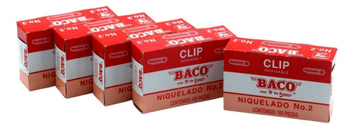 Clip Inoxidable Baco Niquelado No. 2 Cont. 500 Piezas Color Plateado