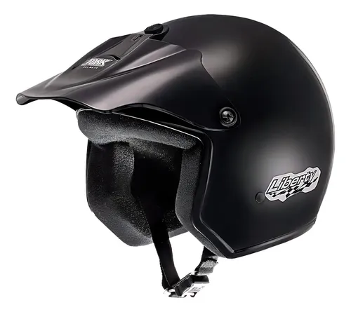 Capacete Aberto Liberty Preto Pro Tork Sem Viseira Tam 56 Desenho Solid — foto 1