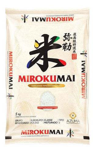 Arroz Japonês Mirokumai 5kg Grão Curto Azuma Kikkoman