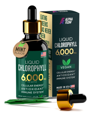 Suplemento Antioxidante Líquido De Clorofila Alpha Flow De 6