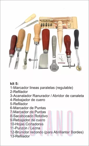 Kit 5 Herramientas De Talabartería P/cuero. Marroquinería