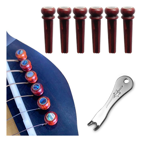 6pcs Guitar Bridge Pins  Cocobolo Inlaid Abalone Dot Ex...