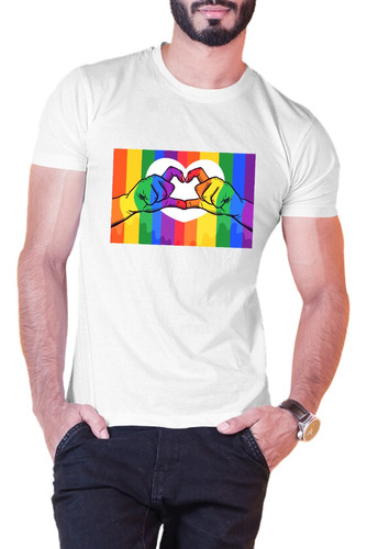 Playera Lgbt Orgullo Gay Arcoiris Corazón Love Pride Day B/n
