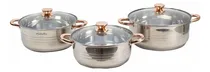 Comprar Set 3 Ollas Acero Inoxidable Con Tapa Cristal Cocinalia