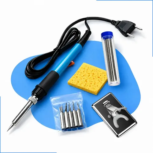 Kit Ferro  De Solda 60w Estanho Com Fluxo Regulagem Premium + Pontas Extras