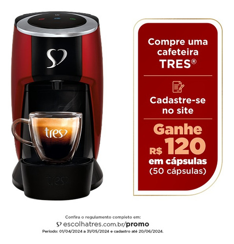 Cafeteira Tres Corações Touch Automática Vermelha 220v Cor Vermelho