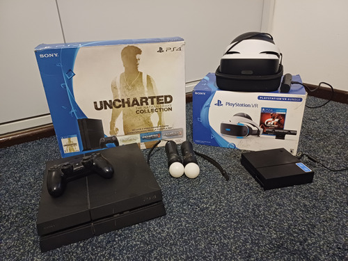 Ps4 + Vr Incluye Mando, Cargador De Mando, Audífono Y Juegos