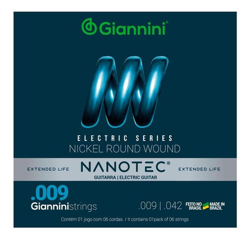 Encordoamento Giannini Nanotec 09 Para Guitarra