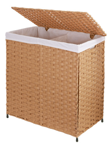 Mu:4life Cesto De Lavandería Rattán 110 L Con Tapa Y Bolsa Color Natural