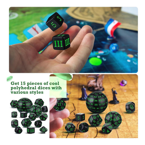 Juego Completo De Dados Poliedrales Civaner D3-d100, 15 Unid
