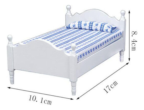 Cama En Miniatura A Escala 1/12, Muebles De Casa De