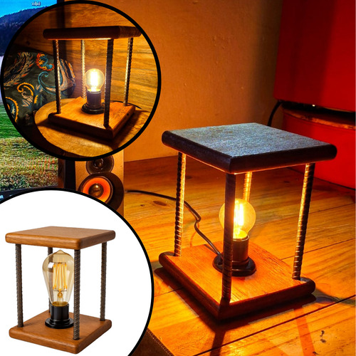 Par De Abajur De Madeira Marrom Para Criado-mudo E Quarto Luminária Moderna, Elegante, Atemporal Com Design Exclusivo E Acabamento Premium 110v/220v