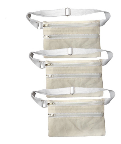 Kit Com 3 Pochete Porta Dolar Doleira Money Belt Algodão 
