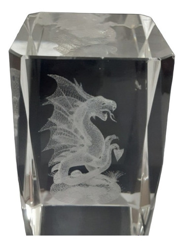 Cristal 3d  Prisma Rectangular Figura Dragón 
