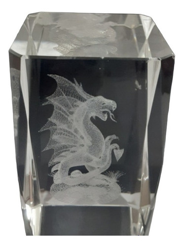 Cristal 3d Prisma Rectangular Figura Dragón