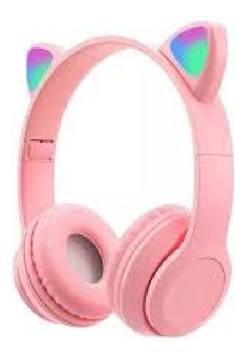 Auriculares Gtc Inalámbricos Anime Oreja Gato Bluetooth Rosa