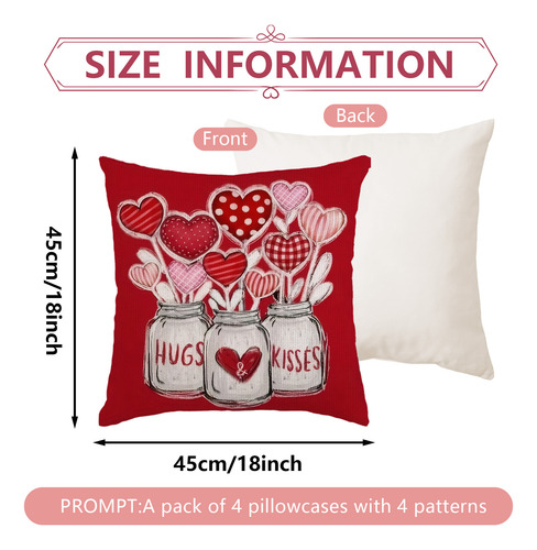 Fundas Cojines Decorativos Día De San Valentín Juego De 4