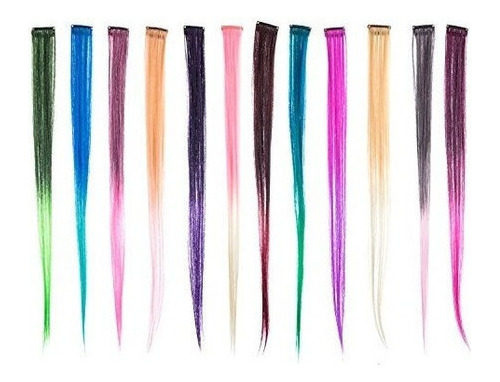 12 Extensiones De Cabello Sintetico Ombre Multicolor Swacc