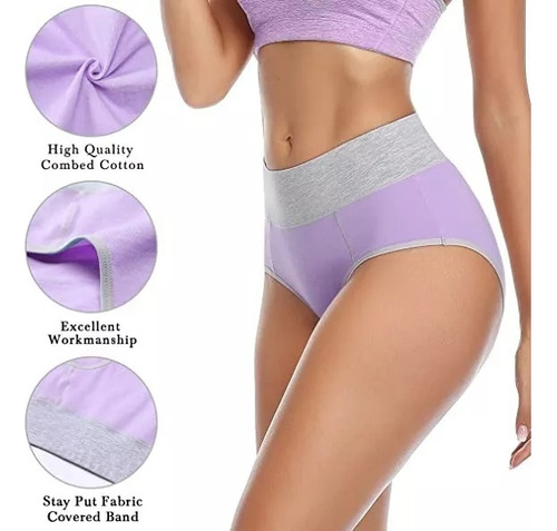 Calzoncillos Elásticos De Cintura Alta Para Mujer De Algodón