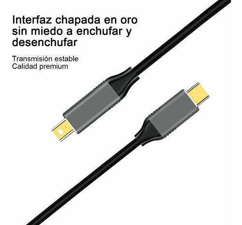 Imagen 2 de 10 de Cable Tipo-c Usb 3.1 A Mini Displayport 4k A 60hz , 1.8m