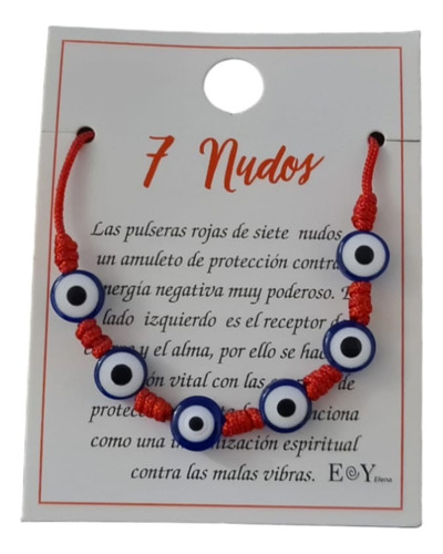 Pulsera Hilo Rojo 7 Nudos Ojo Turco Protector Y Buena Suerte