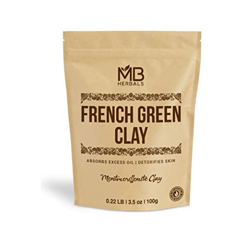 Mb Herbals French Green Clay 100g | (3.5 Oz) | 100% Pure Mon