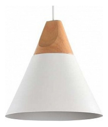 Lampara Colgante Metal Madera Negro Blanco Con Ampolleta