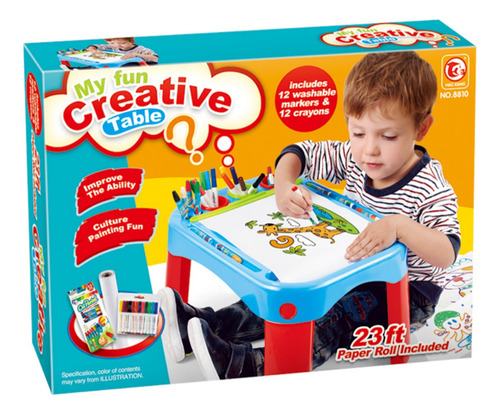 Mesa Pizarra Para Niños - Con 24 Lápiz De Color Y Papel