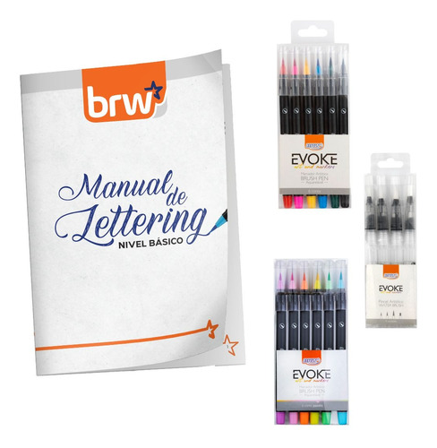 Kit De Lettering Intermedio Brw Manual + Brush Pen Brw 