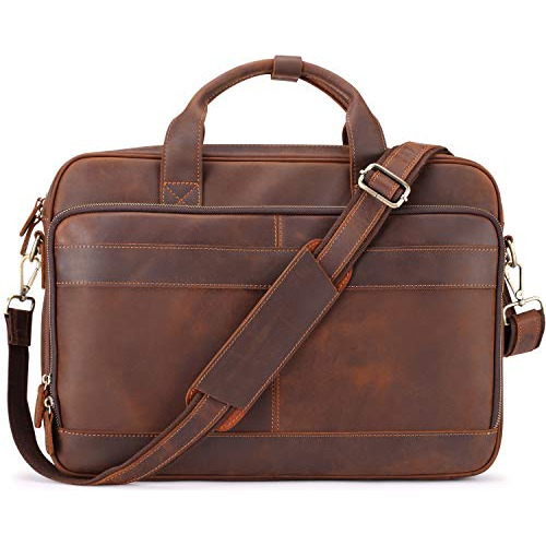 Leather Briefcase For Men,business Travel Laptop Messen...