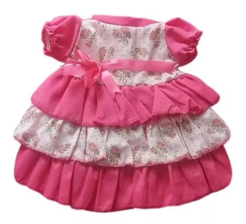 Kit Roupa Boneca Reborn 46/56Cm 6 Itens Vestido Poá Casinha