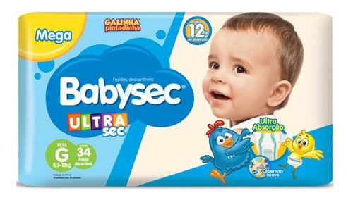 Fralda Babysec Galinha Pintadinha Ultrasec G 34 Unids Sem gênero Grande (G)