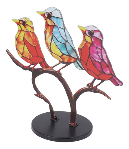 Tableta Con Adornos De Pájaros Coloridos En El Escritorio De