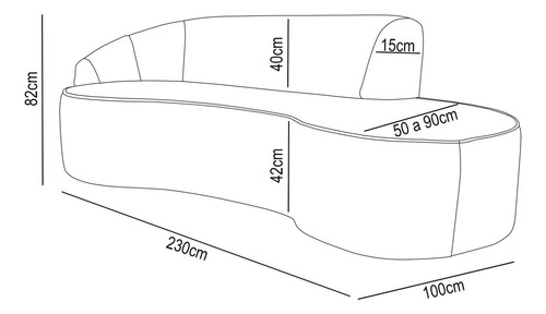 Sofá Living 230cm Braço Esquerdo Mozart Linho Bege Escuro Cor Creme