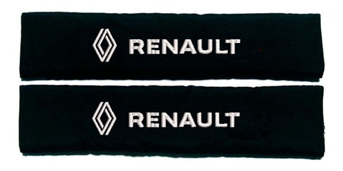 2 Forro Protector Cinturón Seguridad Renault Negro Bordado