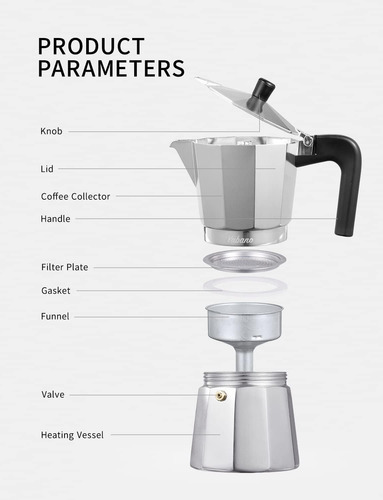 Yabano Cafetera Espresso, 9 Tazas Cafetera Moka It Aa