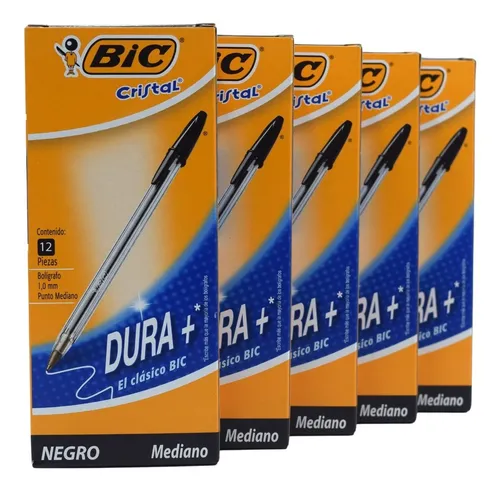 comprar Lapiceros Bic Dura+ Punto Medio 5 Cajas (60 Boligrafos)
