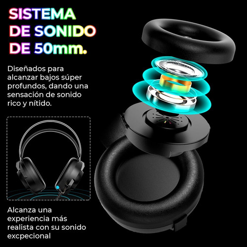 Audífonos Gamer Usb Rgb Diadema 3.5mm Para Pc Ps4