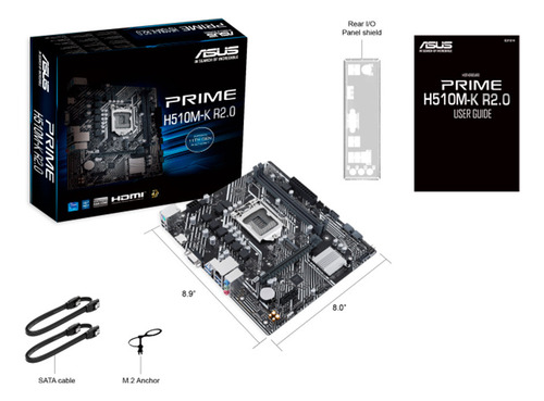 Placa Mãe Asus Prime H510m-k R2.0 Lga 1200 - 90mb1e80-m0eay0 Preto