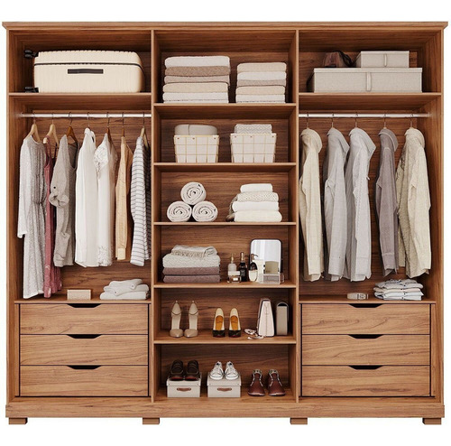 Guarda-roupa Casal 6 Portas De Bater Com Vidro 242,5cm Wt