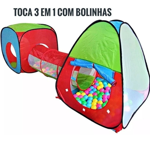 Imagem 3 de 7 de Toca Barraca Infantil 3 Em 1 Com Túnel Top + 100 Bolinhas **