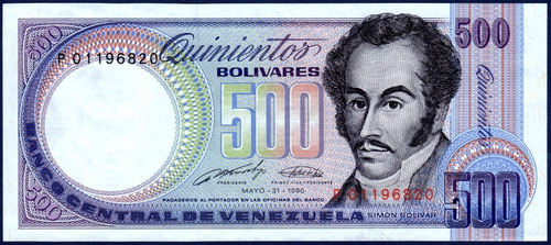 Billete De 500 Bolívares P8 Mayo 31 1990 Bolívar Orquídea