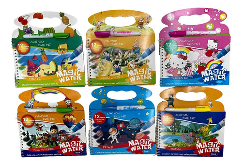 Set X4 Libro Mágico Para Colorear Con Agua Para Niño Y Niña